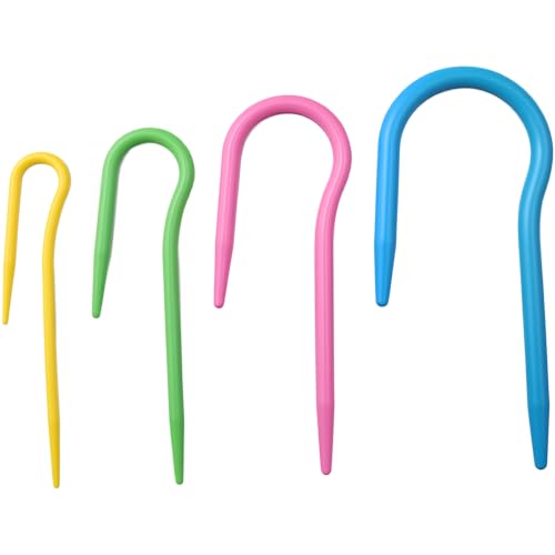 Image of FDXGYH 14pcs U Shape Multicolor Bent Cable Stitch Holder Needles Plastic Twist Curved Hand Knit Knitting Needles