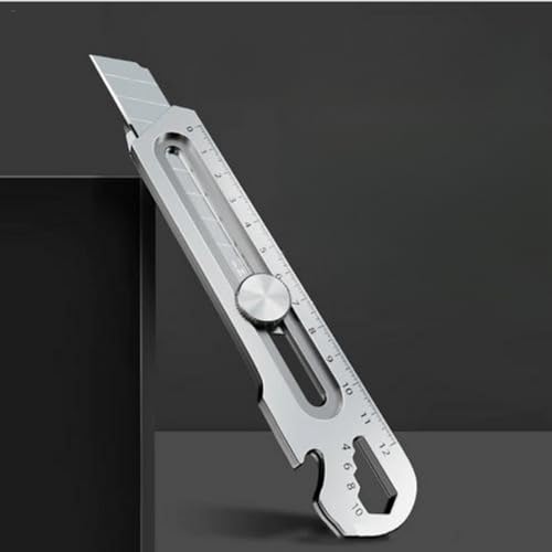 6in1万能ツールカッター カッターナイフ ダンボールカッター 多目的ユーティリティナイフ切れ味良い ステンレス製 カッター ネジ/ナット回す 蓋開け 定規 栓抜き 多機能カッターナイフ