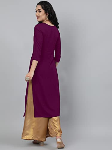 Image of Femvy Women's Rayon Solid Regular Kurti