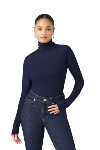 Image of Emmalise Womens Turtleneck Top Long Sleeves Fitted Ribbed Top