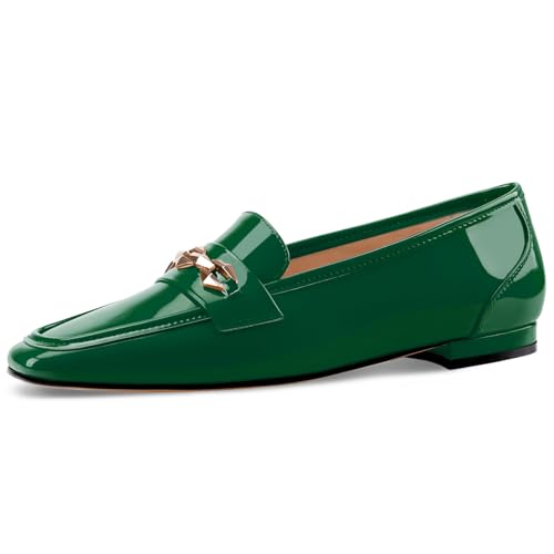 Image of Oh Mispares Womens Loafers Square Toe Low Heel Penny Loafers Fashion Comfortable Slip on Flats Casual Dressy Shoes for Women Work Office Patent Leather