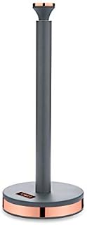 Tower T826133GRY Cavaletto Towel Pole Kitchen Roll Holder with Soft Underliner, Grey and Rose Gold
