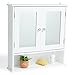 Vonhaus Armoire de Toilette avec Miroir 2 Portes pour Salle de Bains – Blanc – 56 x 13 x 58 cm