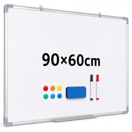 Image of Magnetic Whiteboard with Aluminium Frame, 90 × 60 cm