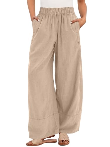 ANRABESS Women's Boho Wide Leg Linen Pants