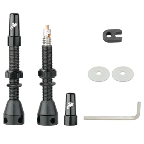 Kigauru 8Pcs Bicycle Presta Valve Stem 44mm / 1.74 Inch Vacuum Tire Nozzle Portable Alloy Kit for Mountain Road Bike Rim Tubeless Valve Repair Tool with Valve Core Remover Tool and Valve Stem Caps