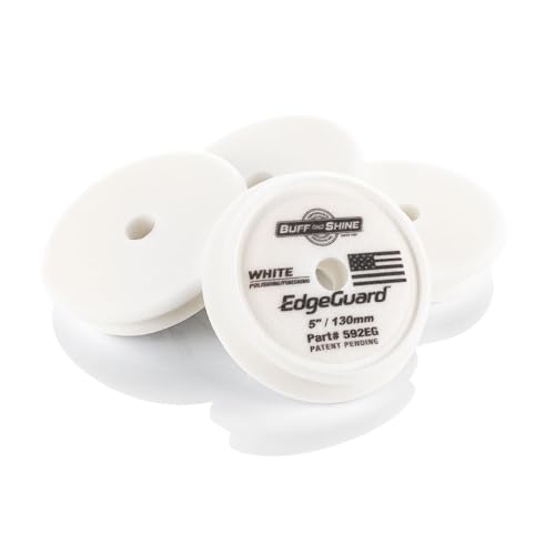 Image of Buff and Shine - EdgeGuard Foam Buffing Pads - White - 5 inch Polishing and Finishing Pad - Pack of 4