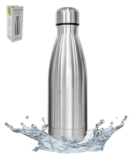 Garrafa Aço Inox 500ml Compacta Portátil, Para Todos os Tipos de Bebidas, Squeeze Inoxidavel, Esport
