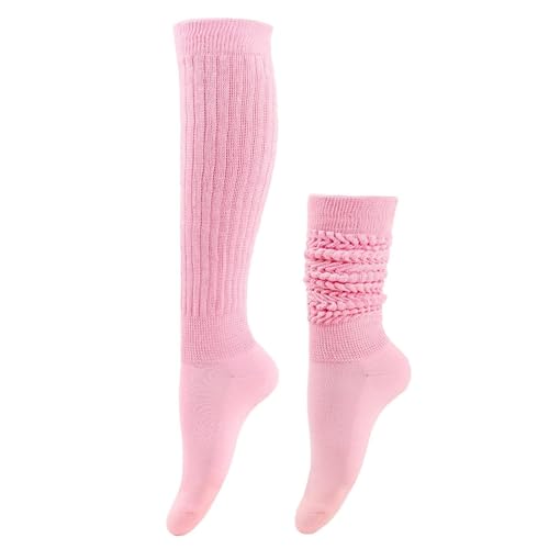 Image of Violet Mist women slouch socks thick colored knee high scrunch socks long stacked sock boot 80s 90s Novetly