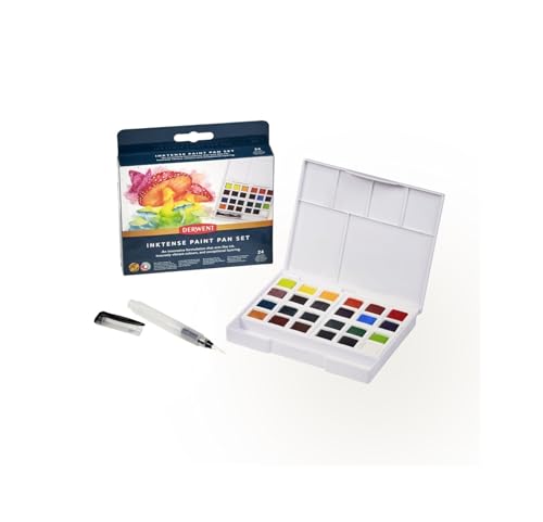 Derwent Inktense Paint Pan Set, Assorted Colors, 24 Count (2306318)