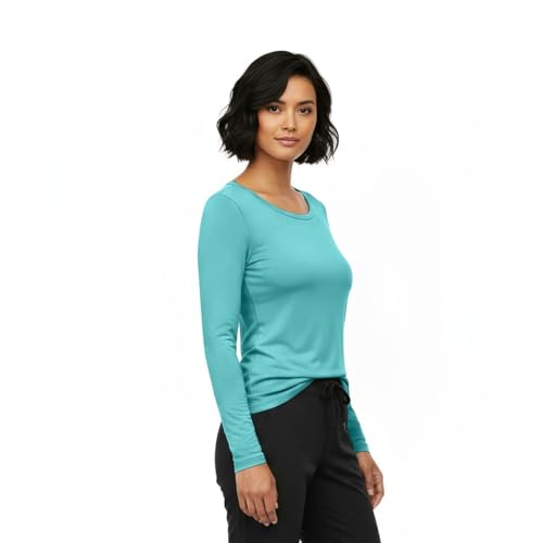 Image of Natural Uniforms Women's Long Sleeve Underscrub T-Shirt - Cotton Blend Scrub Base Layer for Nurses & Medical Professionals