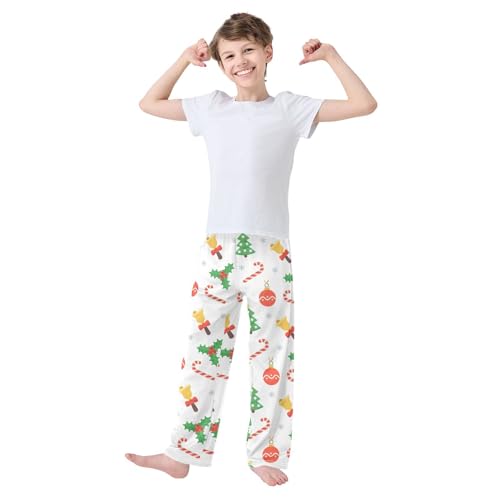 Boys' Pants Christmas Candy Canes Tree Long Bottoms Jogger Pants Elastic Waist Trousers with Pockets S-XL2