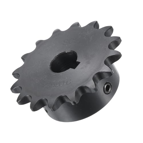 Image of uxcell #35 Chain Roller Sprocket B Type, 1 /2 inch Bore 16 Tooth Single Strand Chain Sprocket, Carbon Steel, Keyway with Set Screws