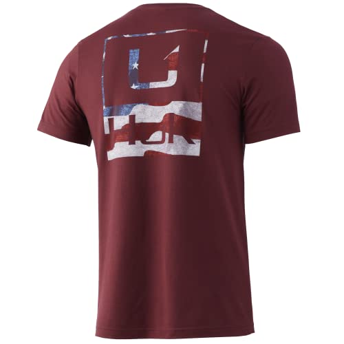 HUK Men's Standard Short Sleeve Tee | Performance Fishing T-Shirt, Americana-Gill Red Heather, XX-Large
