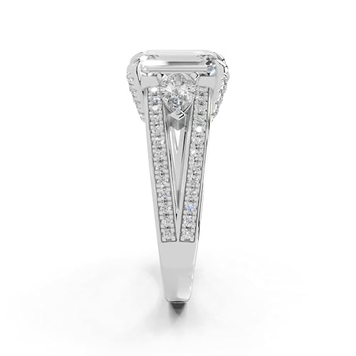1-5 Carat 14K 18K Gold Platinum Emerald Cut 4 Split Shank Lab Grown Diamond Ring, Engagement, Anniversary Wedding, IGI Certified Promise Rings for Women (1-5 Ct, F-G Color, VS1-VS2 Clarity)3