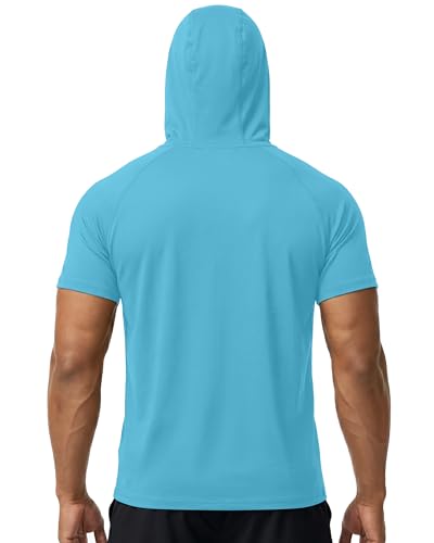 Twekfish Men's Workout Short Sleeve Hoodie, Lightweight Athletic Gym Running Shirts, Quick Dry Muscle Fit Hooded Sweatshirt — view 2