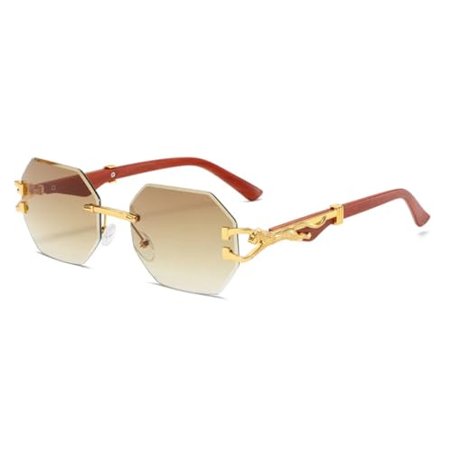 Lunettes de soleil rétro polygonales verres dégradés thé femme