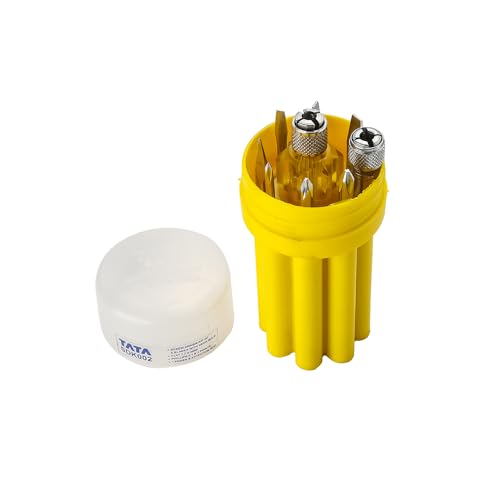 TATA AGRICO| Electrical Tester| Screw Driver Kit With 4 Flat Blades, 3 Round Poker Bar, Extension Rod| Multi-purpose Tool Set Screwdriver Set (8-in-1 Pc Yellow)