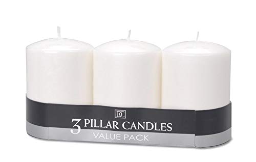 Darice Pillar Candle - White - Unscented - 3 X 4" - 3Piece