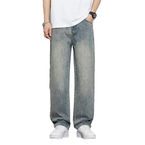 Mens Jeans Vintage Wide Leg Straight Leg Loose Casual Pants Fashionable Denim Streetwear Trendy - Main Image