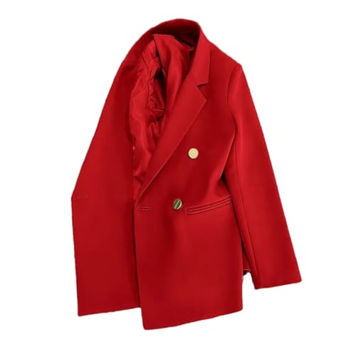 Blazers fins rouges pour femme XS avec boucle en métal et double boutonnage