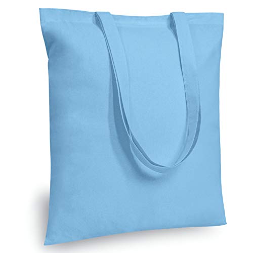 Image of TOPDesign 12-Pack Economical 16 inchx15 inch Baby Blue Cotton Tote Bag, Lightweight Medium Reusable Grocery Shopping Cloth Bags, Suitable for DIY, Advertising, Promotion, Gift, Activity