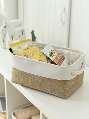 Miniatura 6 de TheWarmHome Cesta de almacenamiento para organizar 1 paquete de cestas de 12 x 8 x 5.2 pulgadas para regalos vacías con asas, cubos de