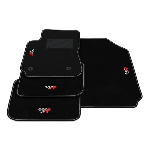 Alfombrillas Citroen C4 Cactus 2018-2021 a medida con moqueta negra y bordado deportivo R Racing