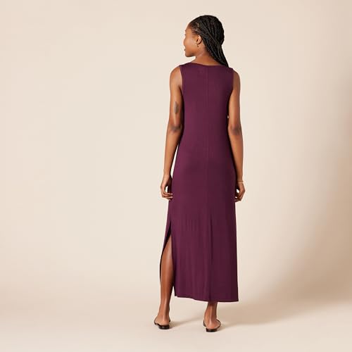 Image of Amazon Essentials Women's Side-Slit Jersey V-Neck Maxi Length Dress