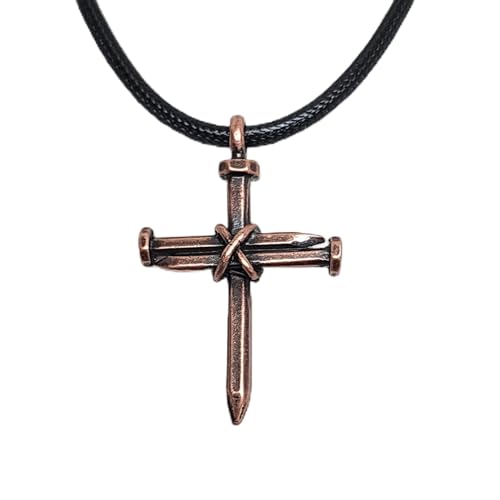 FORGIVEN JEWELRY Antique Nail Cross Necklace In Copper