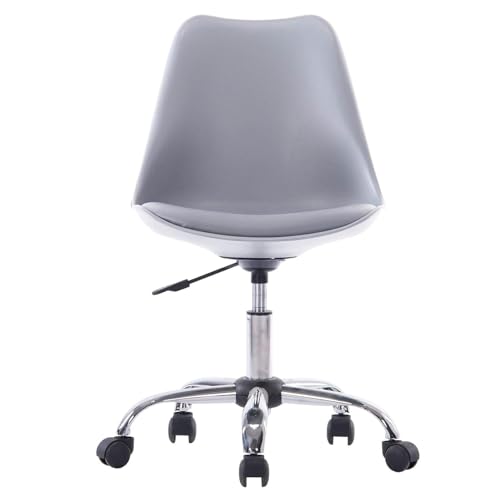 Image of Armless 360 Revolving Office Chair - Solid Steel for Home /Office /Study /Vanity /Shops /Clinic /lab /Spa /Conference /Meeting /Reception. (Light Grey)