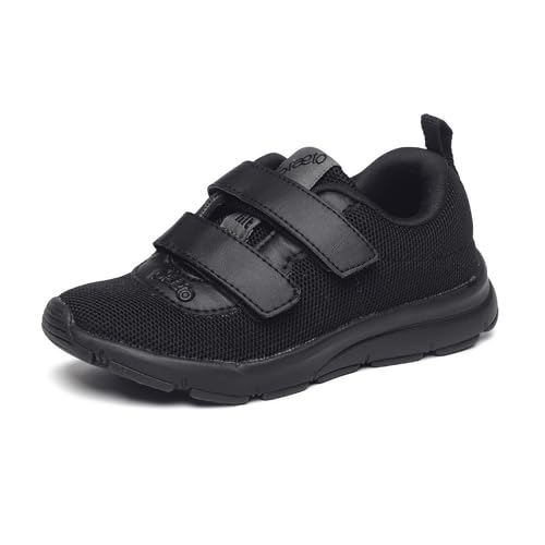Image of Plaeto Aspire Unisex Black School Shoes for Boys and Girls | Uniform Shoes for Kids | Tilt Lace up Closure, Breathable Upper | Multiplay Sports Shoes - Girl | Boy | Child | Kids School Shoes Black