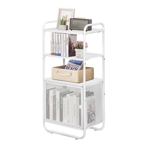 LOFTEY White 4 Tier Metal Bookshelf Cover
