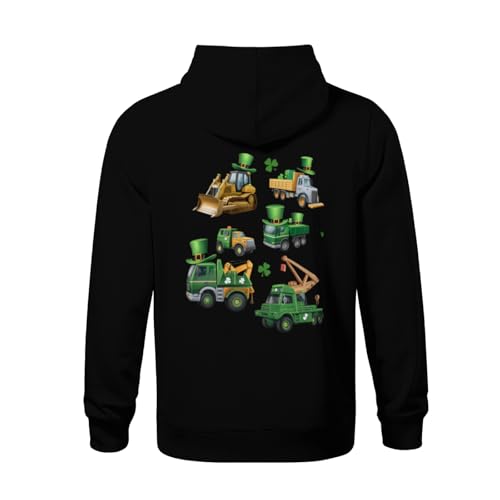 Kids Cute Irish Construction Truck Crane St Patricks Day Boys Girls Lightweight Kangaroo Pocket Fleece Hoodies3