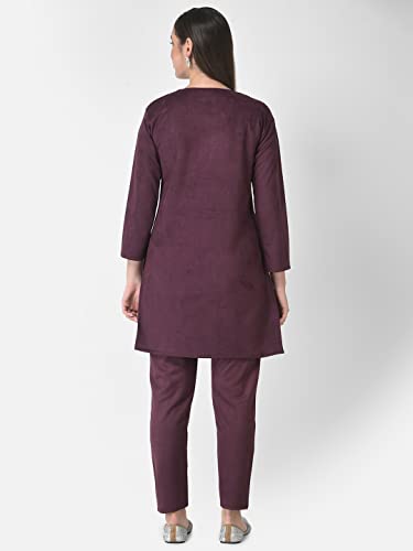 Image of FNOCKS Women's Fleece Velvet Fabric Kurta Palazzo Set with Pocket