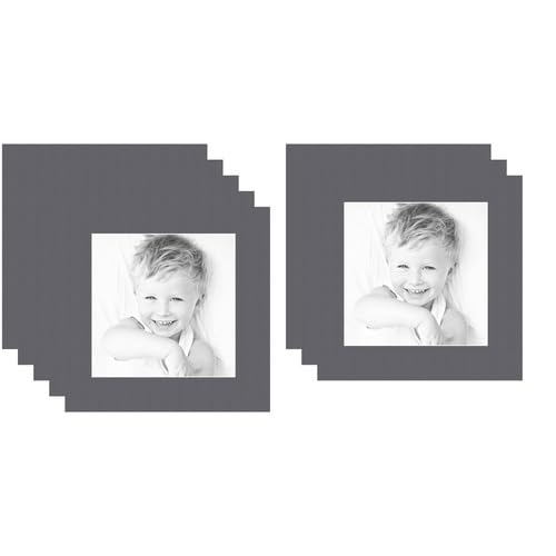 9x9 Granite/Mountain Grey Custom Mat for Picture Frame with 5x5 Opening Size (Mat Only, Frame NOT Included) - 8 Pack
