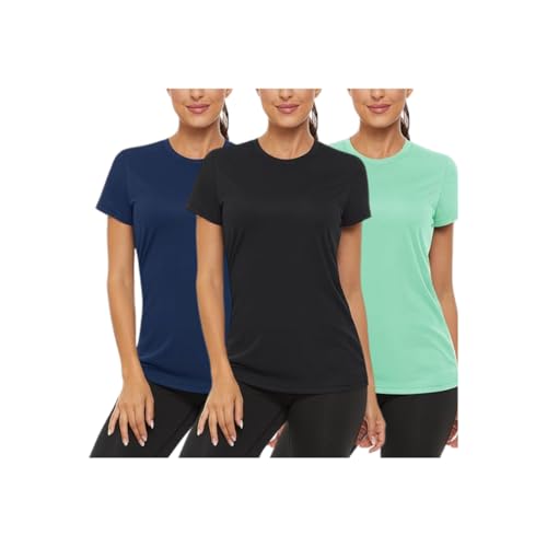 Kit 3 Camiseta Camisa Dryfit Feminina Treino Academia Fitness (BR, Alfa, GG, Regular, Preto/Marinho/