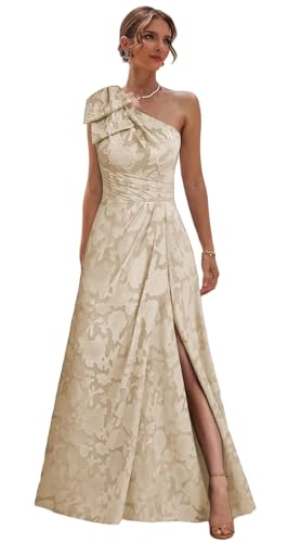 Floral Mother of The Bride Dresses for Seniors Champagne Long Mother of Groom Dress with Slit Size 10