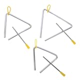FUNNETOYU 3 Sätze Orff Schlaginstrument Stahl Dreieck Set mit Schlägeln Percussion Instrument für Kindergarten Musikunterricht Klarer Klang Robust Leicht Tragbar für Gruppenaktivitäten
