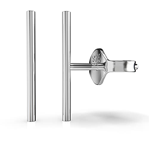 Handmade Sterling Silver Post Mini Bar Stud Earrings | Dainty Minimalist Jewelry for Women (Long 12mm)
