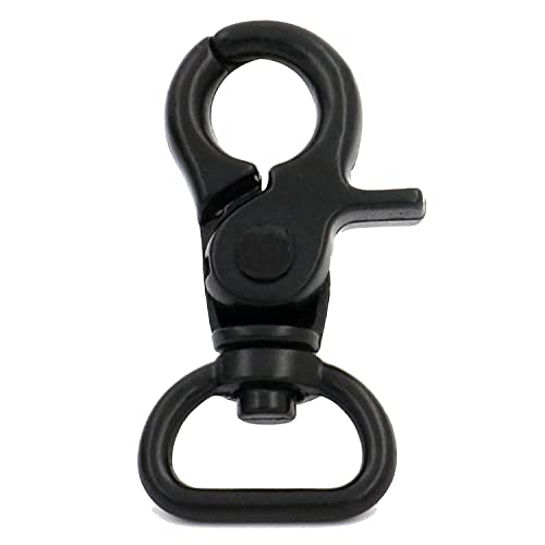 Metal .Black Lobster Clasps 0.6 Inches Internal Diameter D Swivel Trigger Clips Eye Hooks Pack of 6