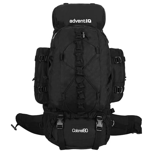 adventIQ 80 Ltrs Multifunctional Large Capacity Outdoor Rucksack Bag for Camping & Trekking (Black)