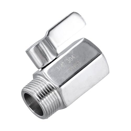 Conector de válvula de cierre de manguera de jardín de acero inoxidable de 3/4 pulgadas, válvula de bola resistente con interruptor de encendido/apagado de un cuarto de vuelta, rosca GH, apto para
