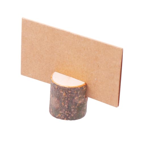 Frcolor 10個木製写真ホルダー クラフト紙 名札メニュークリップ 卓上カードスタンド 結婚式 パーティー オフィス用 卓記号対応 丈夫で割れに