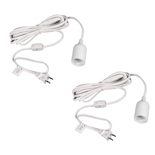 Simple Deluxe 12 Feet Extension Hanging Lantern Pendant Light Cord with E26 Socket, Featuring an Gear Switch (Bulb Not Included), 2 Pack