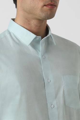 Image of Peter England Men's Slim Fit Full Sleeve Pin-Striped Formal Shirt | Cotton-Rich | Wonder Fabric | Pin Point Oxford