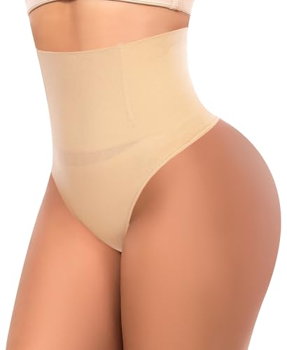 Image of Werena Tummy Control Thong Shapewear for Women High Waist Shaping Underwear Seamless Thongs Panties
