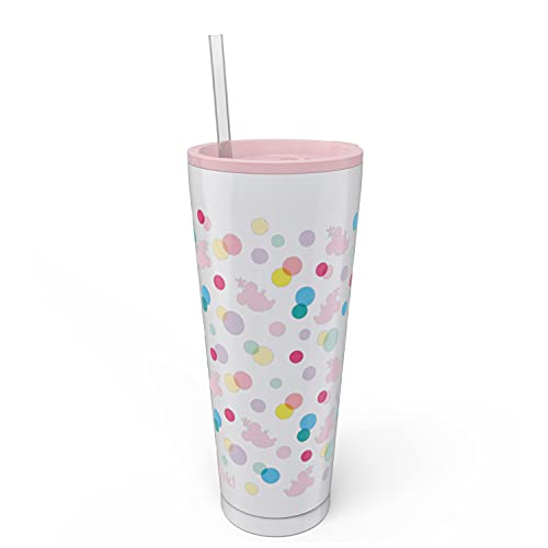 Image of Zak Designs Disney Minnie Mouse Vacuum Insulated Stainless Steel Travel Tumbler with Splash-Proof Lid, Includes Reusable Plastic Straw and Fits in Car Cup Holders (18 /8 SS, 25 oz, Dots)