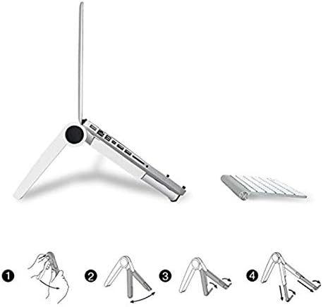 Folding Laptop Holder PC Stand with Stretching Legs and Adjusting Angles for 11~16 Inch Computer Notebook Portable Lapdesk(White-Fruit peach5)