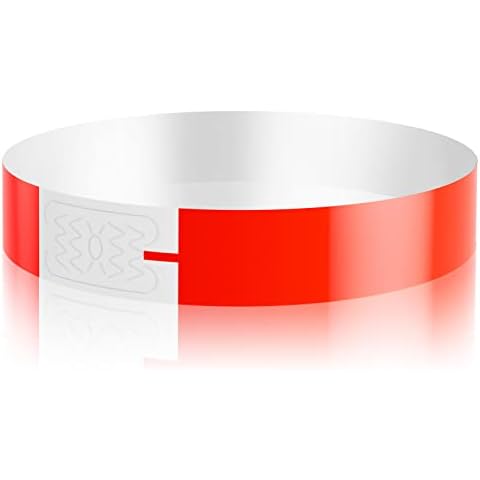 100 Pcs Neon Colored Red Paper Wristbands for Events, Waterproof Identification Wrist Bands, Wedding Gifts & Concert Bracelets Wristbands, Party Visitor Sticker Personalized Poppy Wrist Wraps Cover
